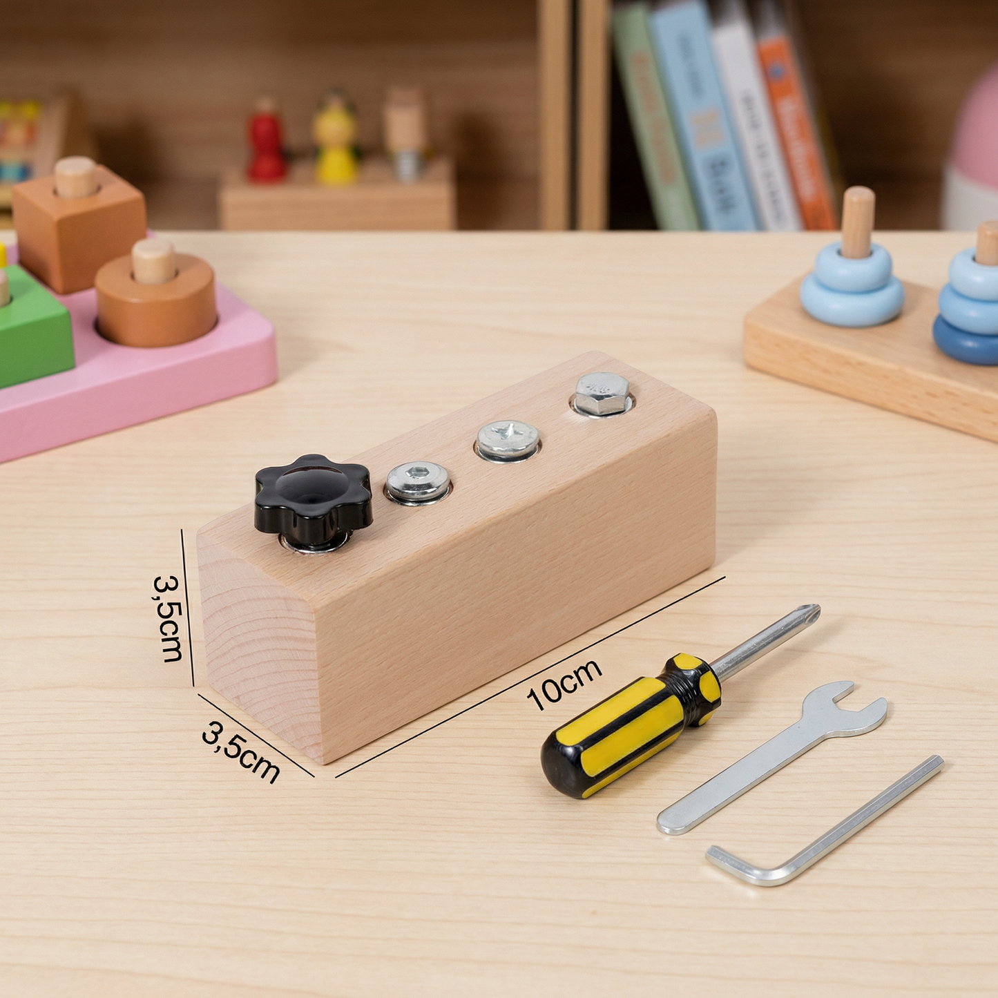Montessori Holz-Schraubspiel – Feinmotorik & Konzentrationstraining für Kinder