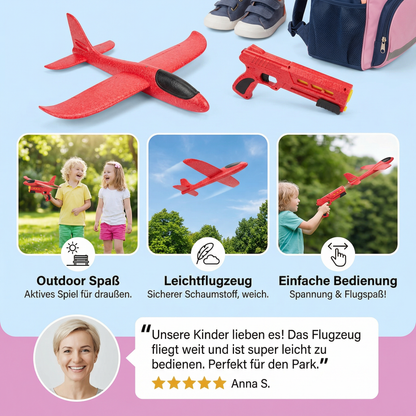 Schaumstoff Flugzeug Launcher für Kinder – Interaktives Flugspielzeug mit Abschussfunktion