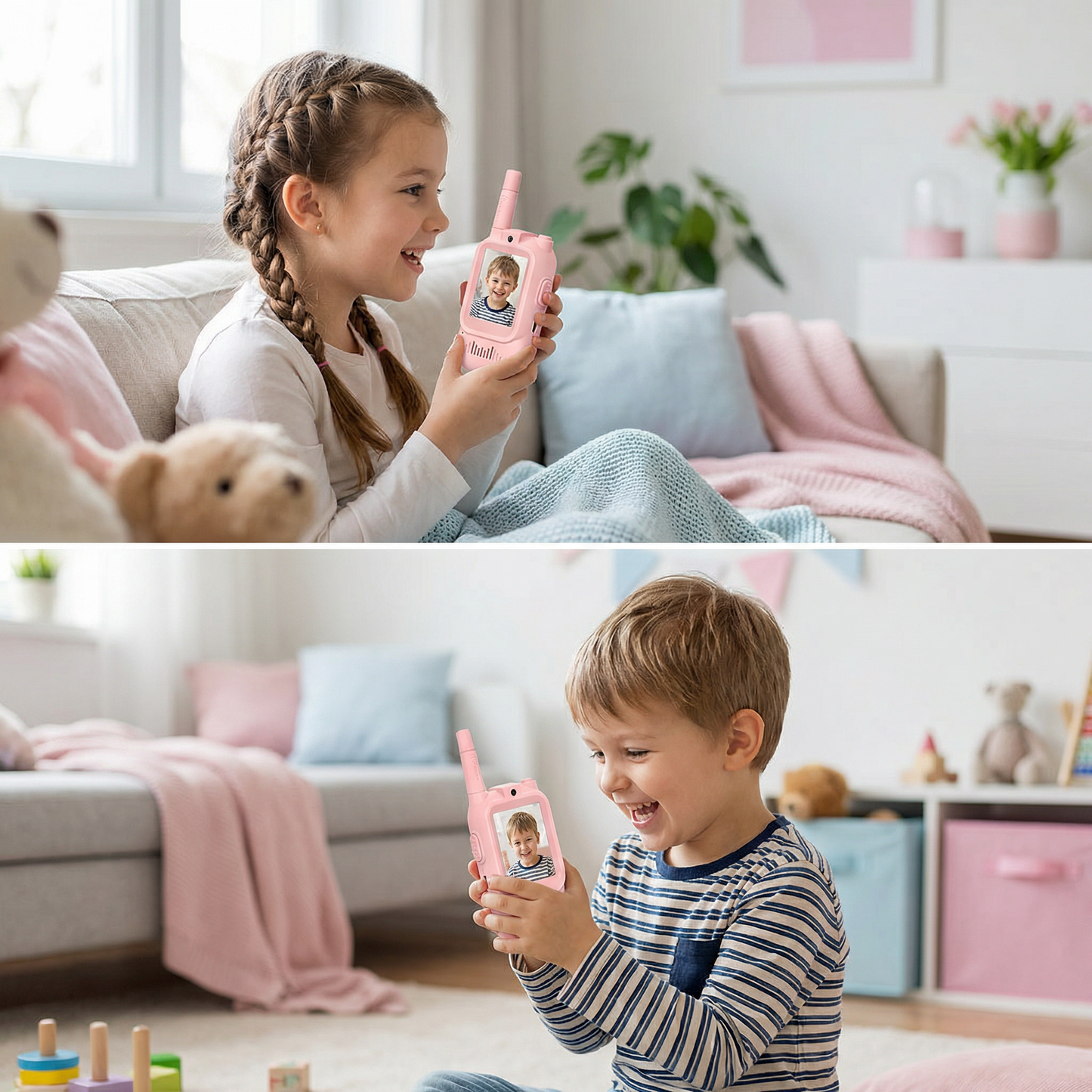 Kinder Video-Walkie-Talkie 2er Set  – Funkgeräte mit Kamera & Bildschirm