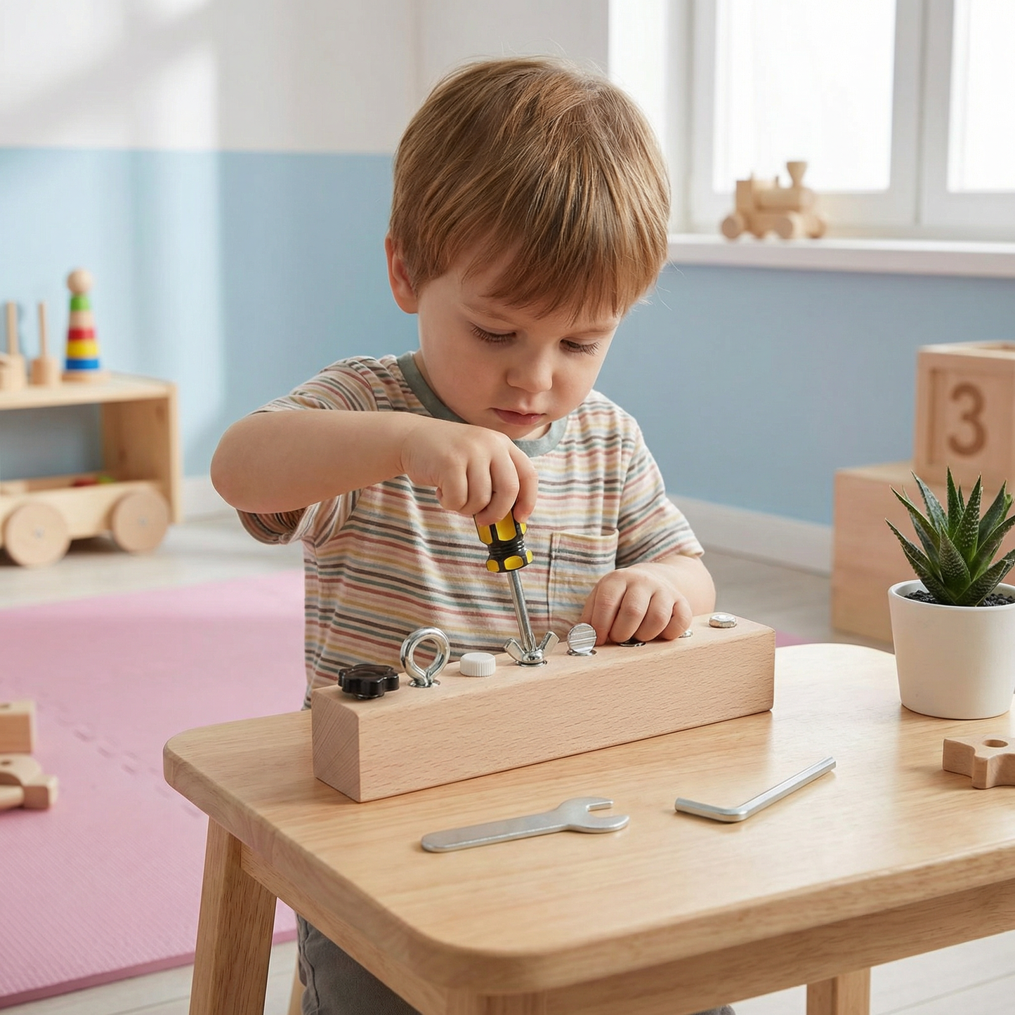 Montessori Holz-Schraubspiel – Feinmotorik & Konzentrationstraining für Kinder