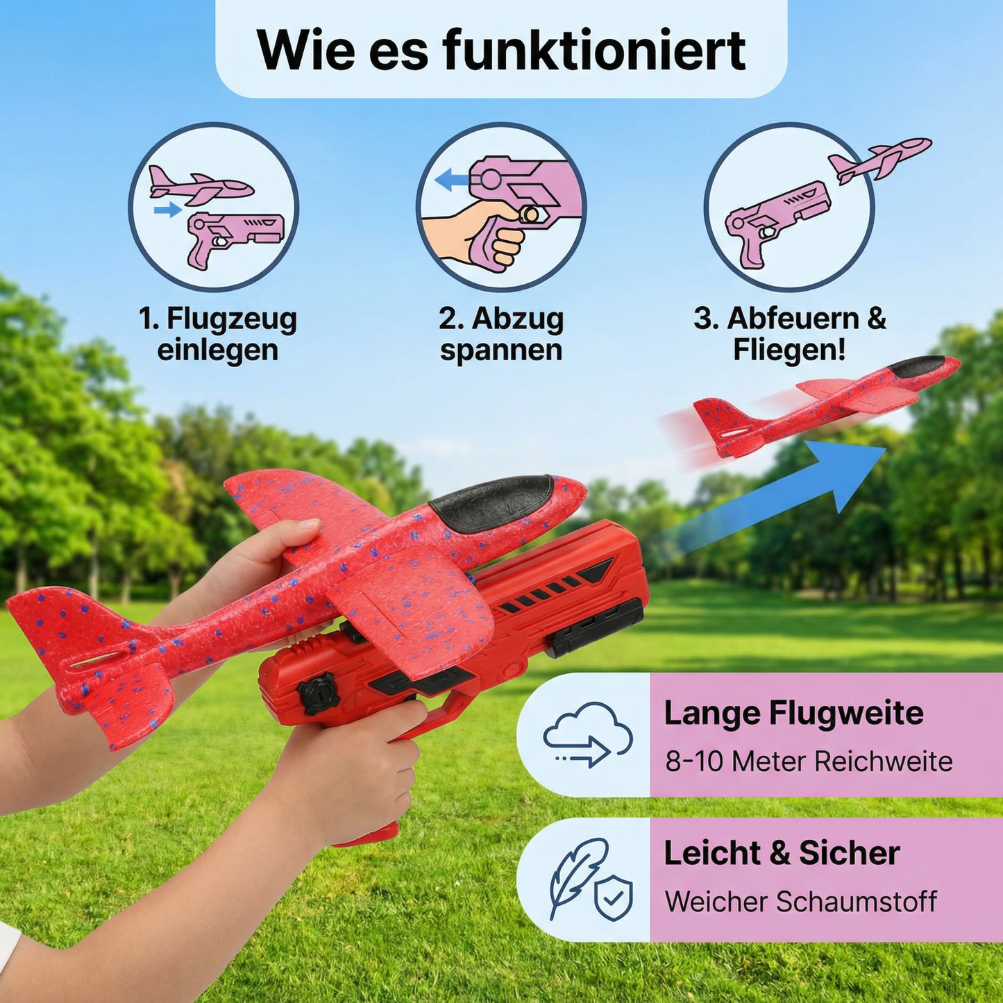 Schaumstoff Flugzeug Launcher für Kinder – Interaktives Flugspielzeug mit Abschussfunktion