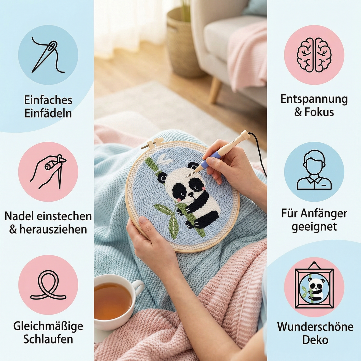 DIY Stanzstick-Nadel Stickset – Anfänger Set mit Schönen Motiven