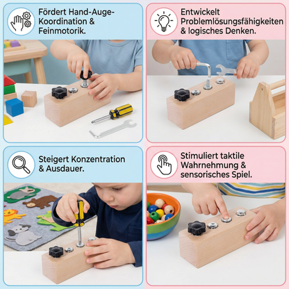 Montessori Holz-Schraubspiel – Feinmotorik & Konzentrationstraining für Kinder