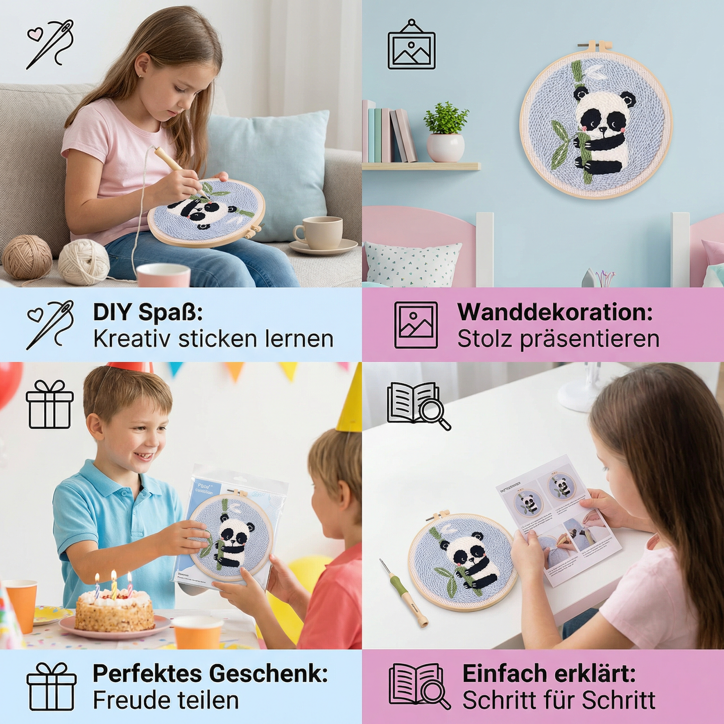 DIY Stanzstick-Nadel Stickset – Anfänger Set mit Schönen Motiven