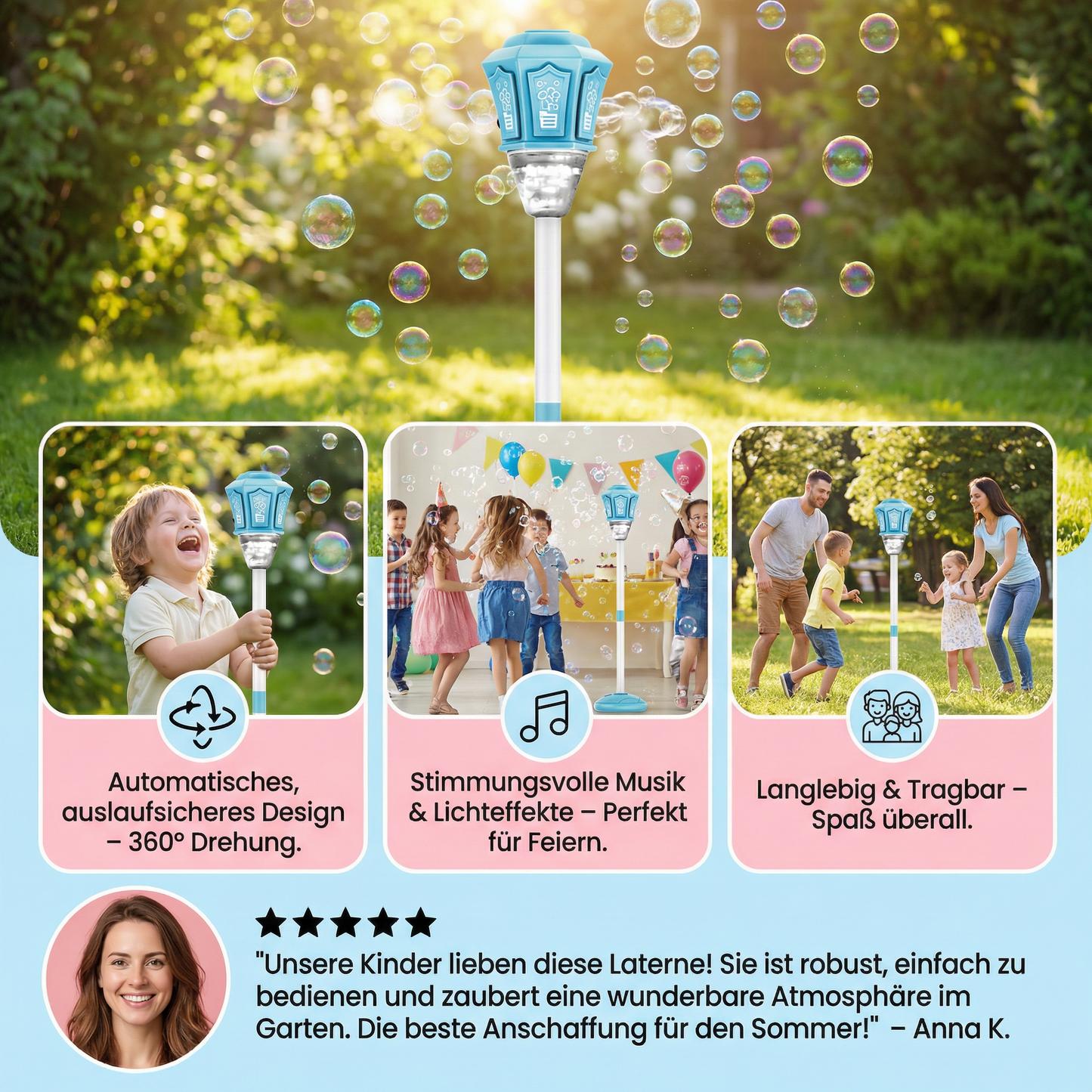 Seifenblasen Laterne für Kinder – Automatische Bubble Lampe