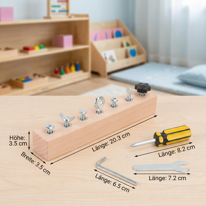 Montessori Holz-Schraubspiel – Feinmotorik & Konzentrationstraining für Kinder