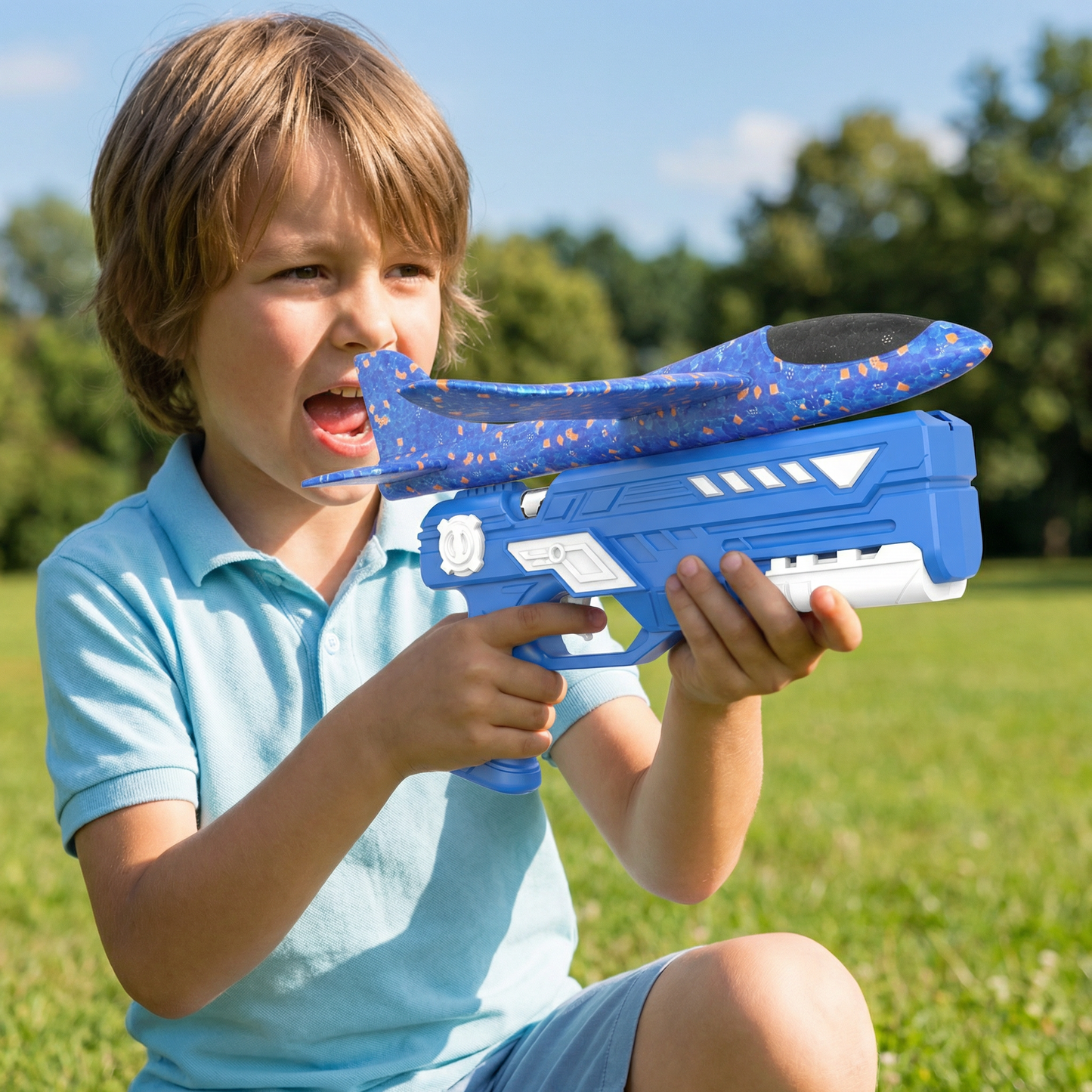 Schaumstoff Flugzeug Launcher für Kinder – Interaktives Flugspielzeug mit Abschussfunktion