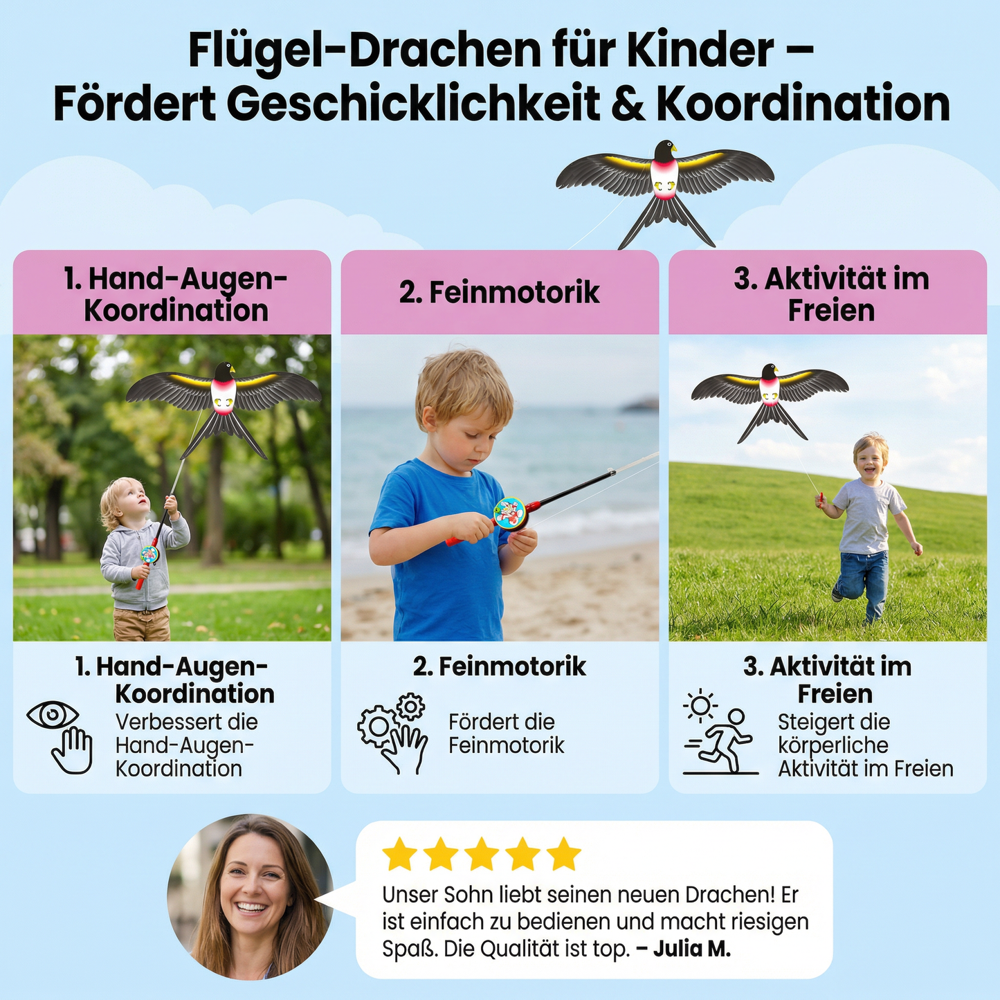 Flügel-Drachen für Kinder – Fördert Geschicklichkeit & Koordination
