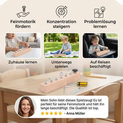 Montessori Holz-Schraubspiel – Feinmotorik & Konzentrationstraining für Kinder