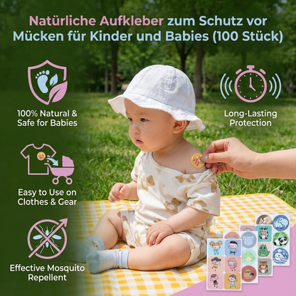 Natürliche Aufkleber zum Schutz vor Mücken für Kinder und Babies (100 Stück)