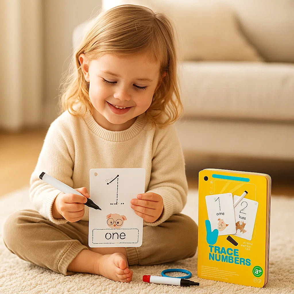 Wiederverwendbares Zahlen und Buchstaben Trainingsbuch für Kinder