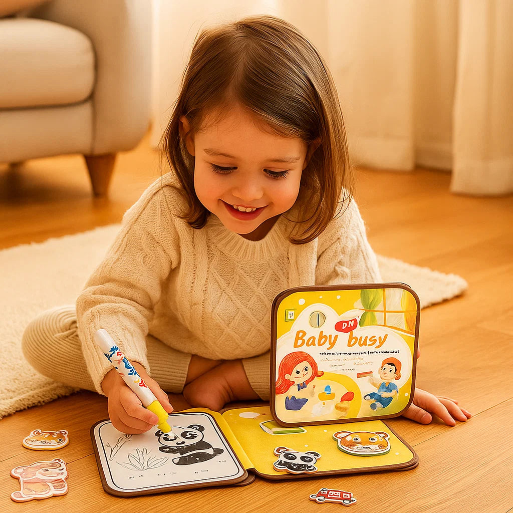 2in1 Magisches Montessori Geschichten Buch zum Malen und Spielen