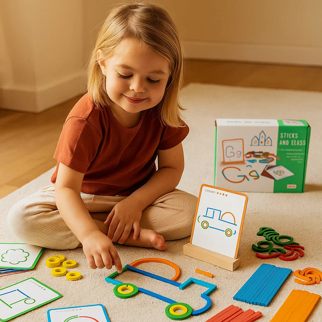 Pädagogisches Montessori Stöcke und Ringe Puzzle Bausteine