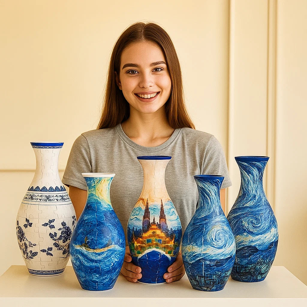 Edle 3D Puzzle Vase - Verwendbar für echte Blumen