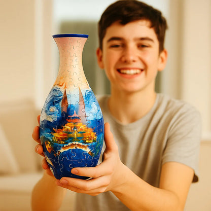 Edle 3D Puzzle Vase - Verwendbar für echte Blumen