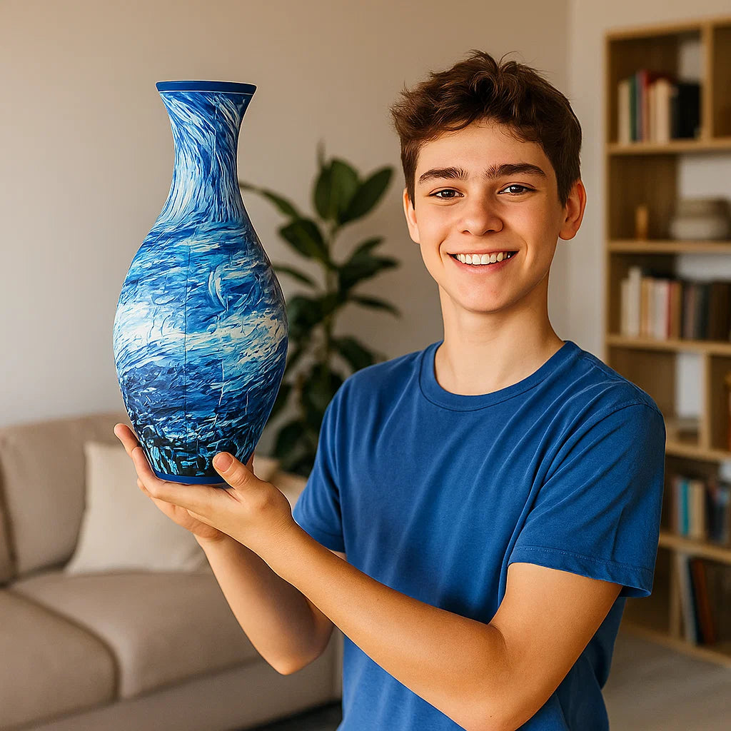 Edle 3D Puzzle Vase - Verwendbar für echte Blumen