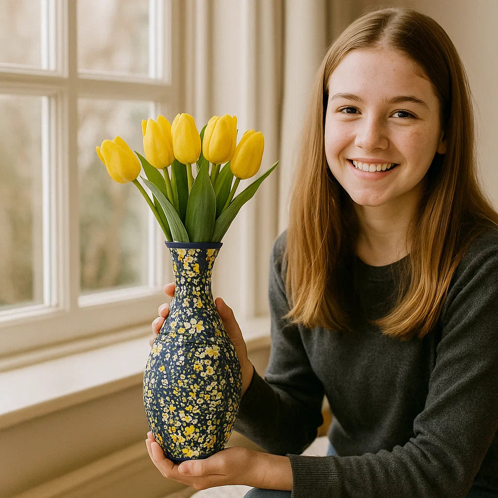 Edle 3D Puzzle Vase - Verwendbar für echte Blumen