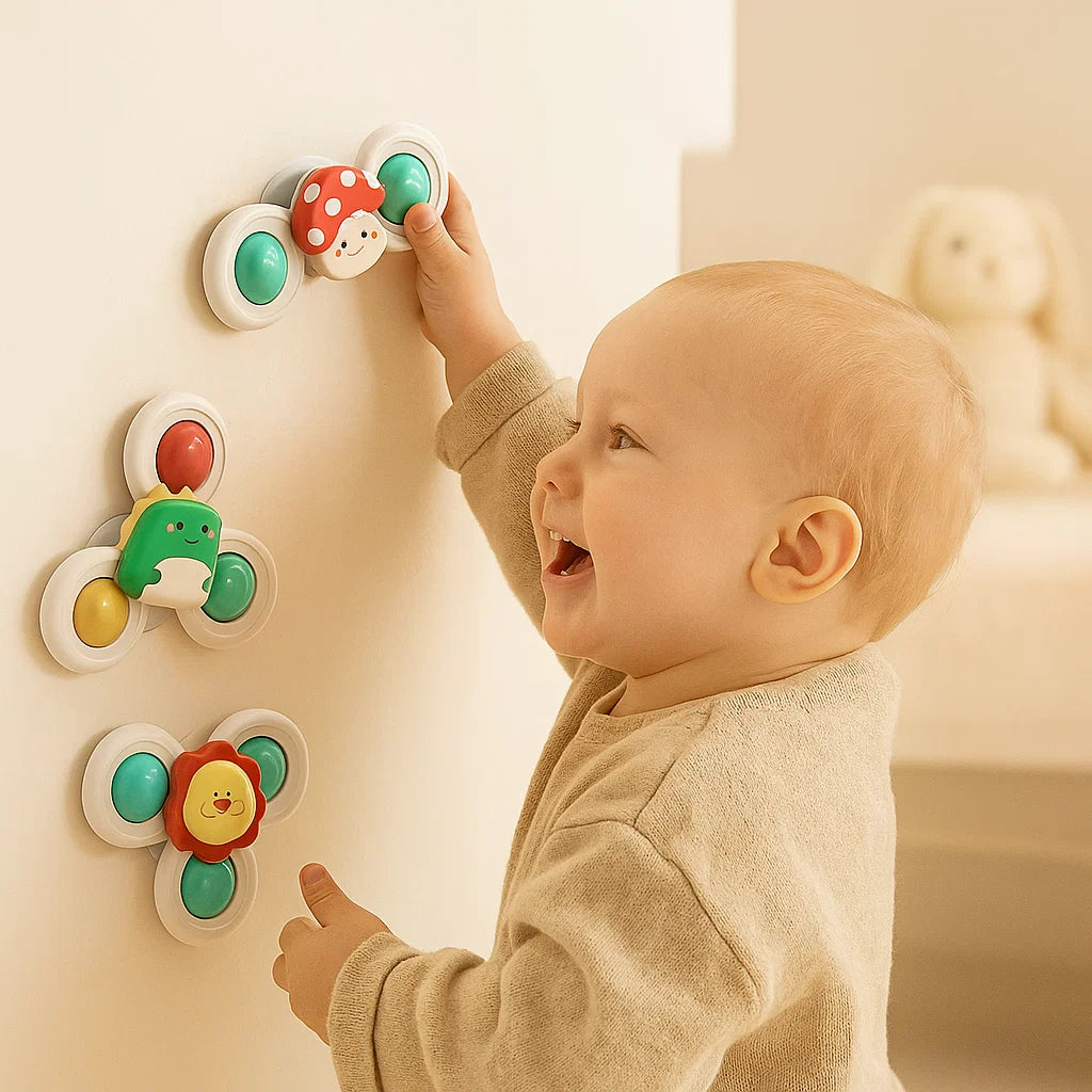 Niedliches Saugnapf Drehspielzeug für Babys 3er Set