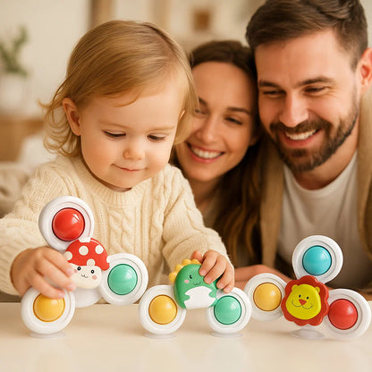 Niedliches Saugnapf Drehspielzeug für Babys 3er Set