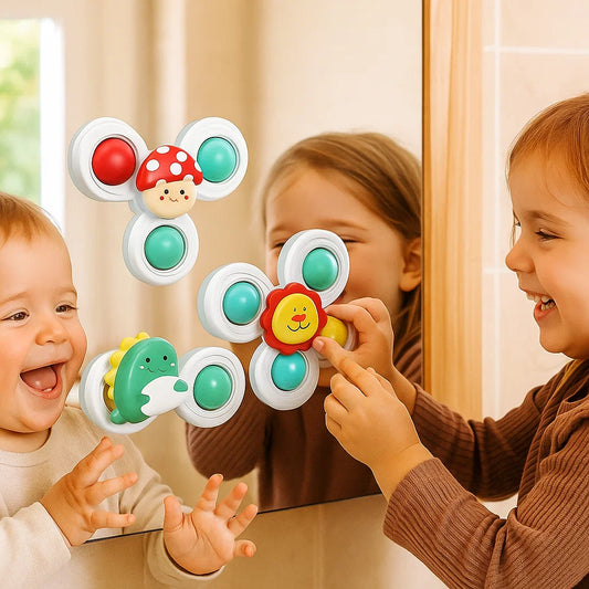 Niedliches Saugnapf Drehspielzeug für Babys 3er Set