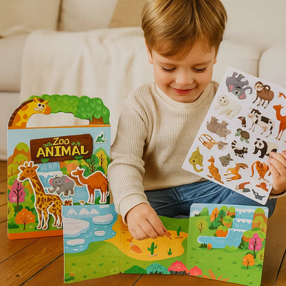 Wiederverwendbare Montessori Sticker Bücher mit verschiedenen Themenwelten