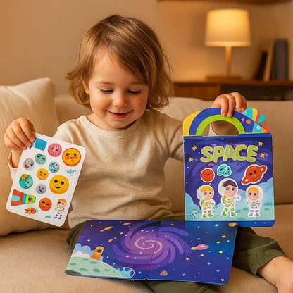 Wiederverwendbare Montessori Sticker Bücher mit verschiedenen Themenwelten