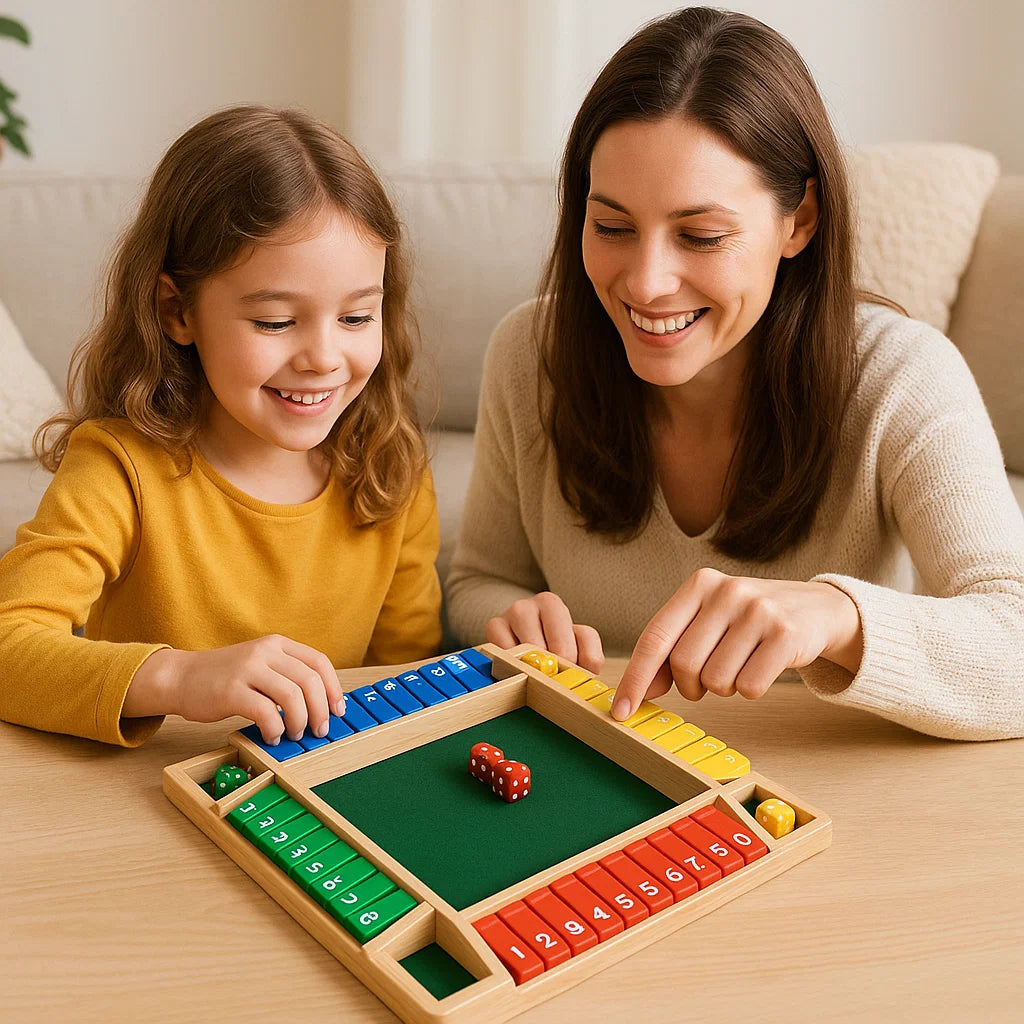 ShutTheBox Familien Klappenspiel 4 Spieler Set