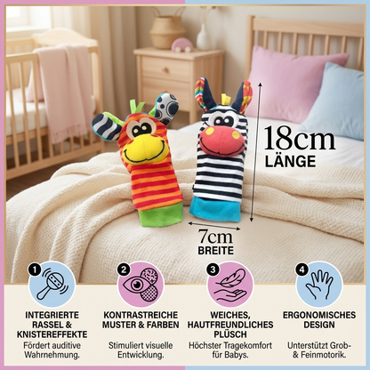 Sensorische Baby Plüschsocken und Armband