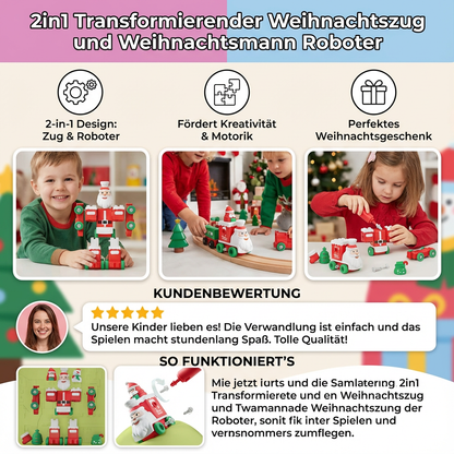 2in1 Transformierender Weihnachtszug und Weihnachtsmann Roboter