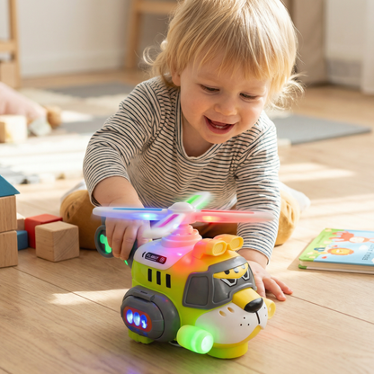 Lustiges Tiger-Flugzeug für Kinder – Spielzeug mit 360° Drehfunktion, Licht & Sound