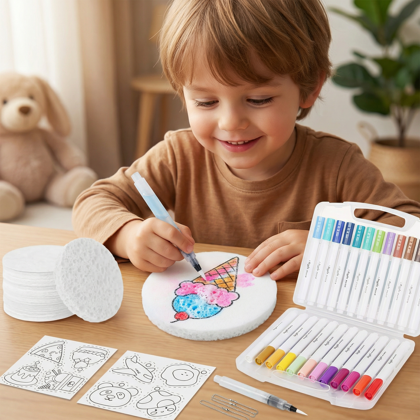 Kreatives Schwamm-Malset für Kinder – DIY Kunstset mit Bubble-Effekt