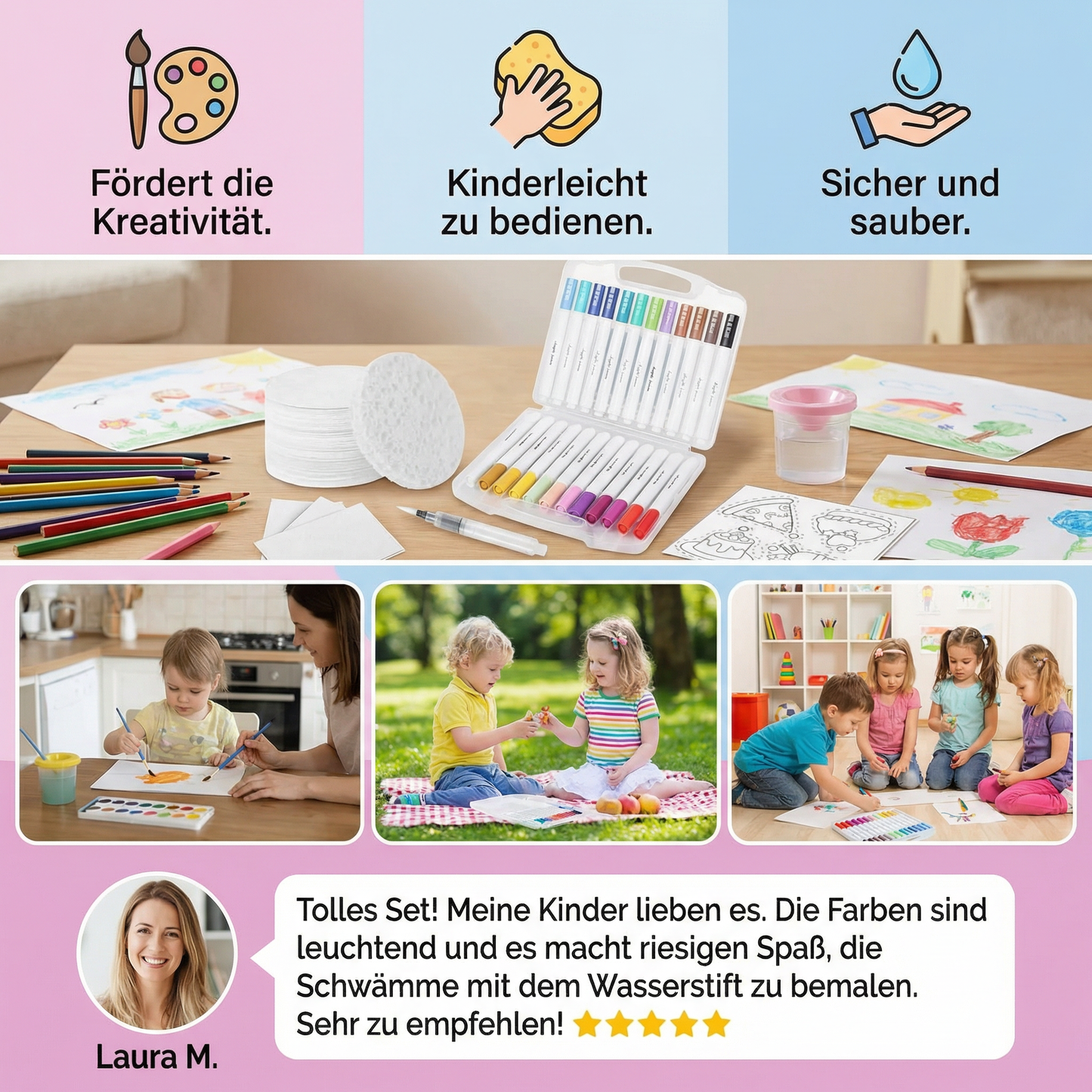 Kreatives Schwamm-Malset für Kinder – DIY Kunstset mit Bubble-Effekt