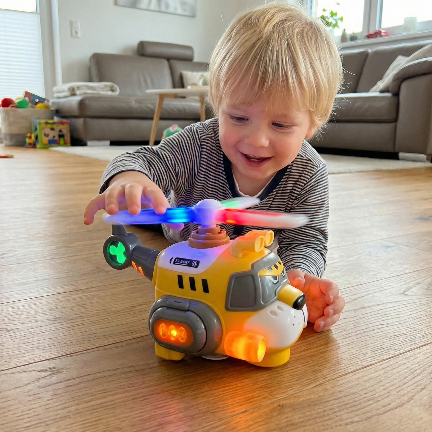 Lustiges Tiger-Flugzeug für Kinder – Spielzeug mit 360° Drehfunktion, Licht & Sound