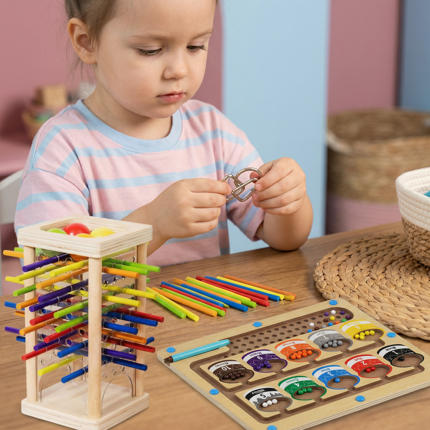 3-Teiliges Montessori Spiel- & Entwicklungs Rätselset für Kinder