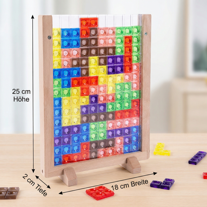3D Farben Baustein Puzzle mit Holzrahmen – Pädagogisches Montessori Lernspiel