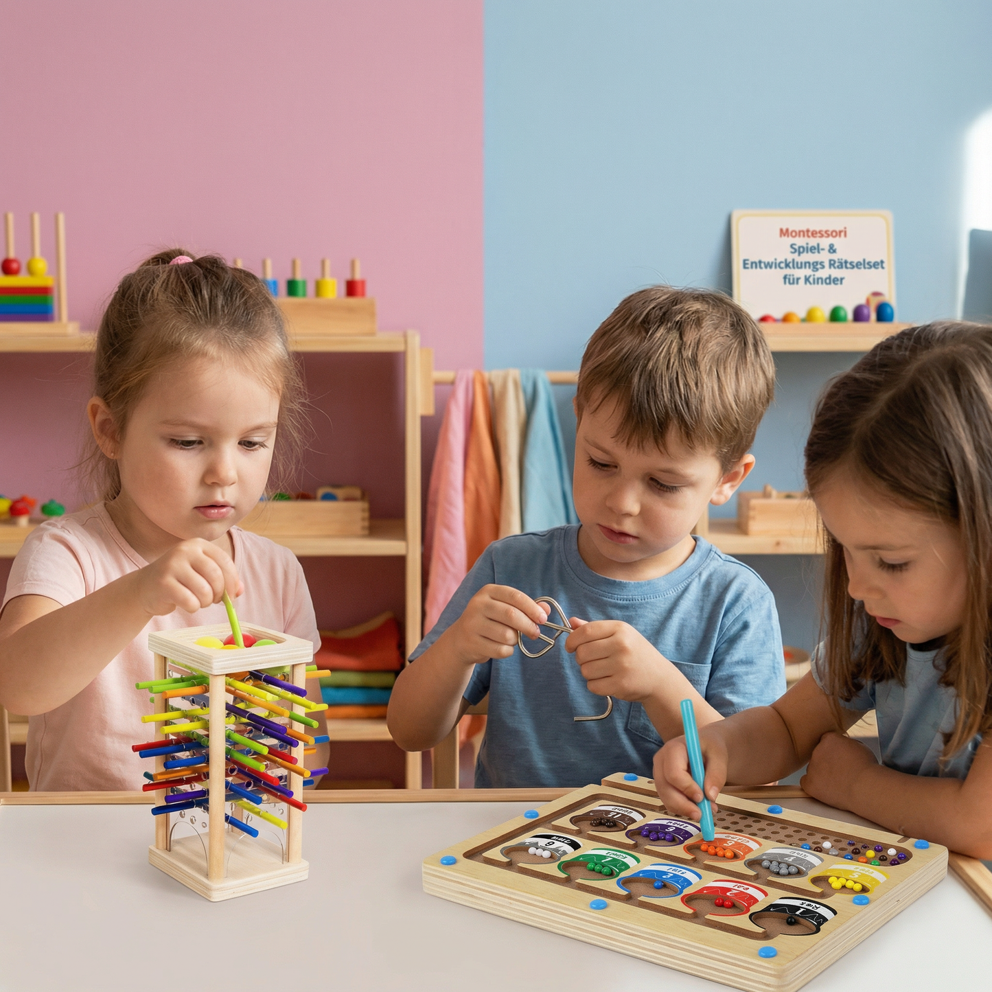 3-Teiliges Montessori Spiel- & Entwicklungs Rätselset für Kinder