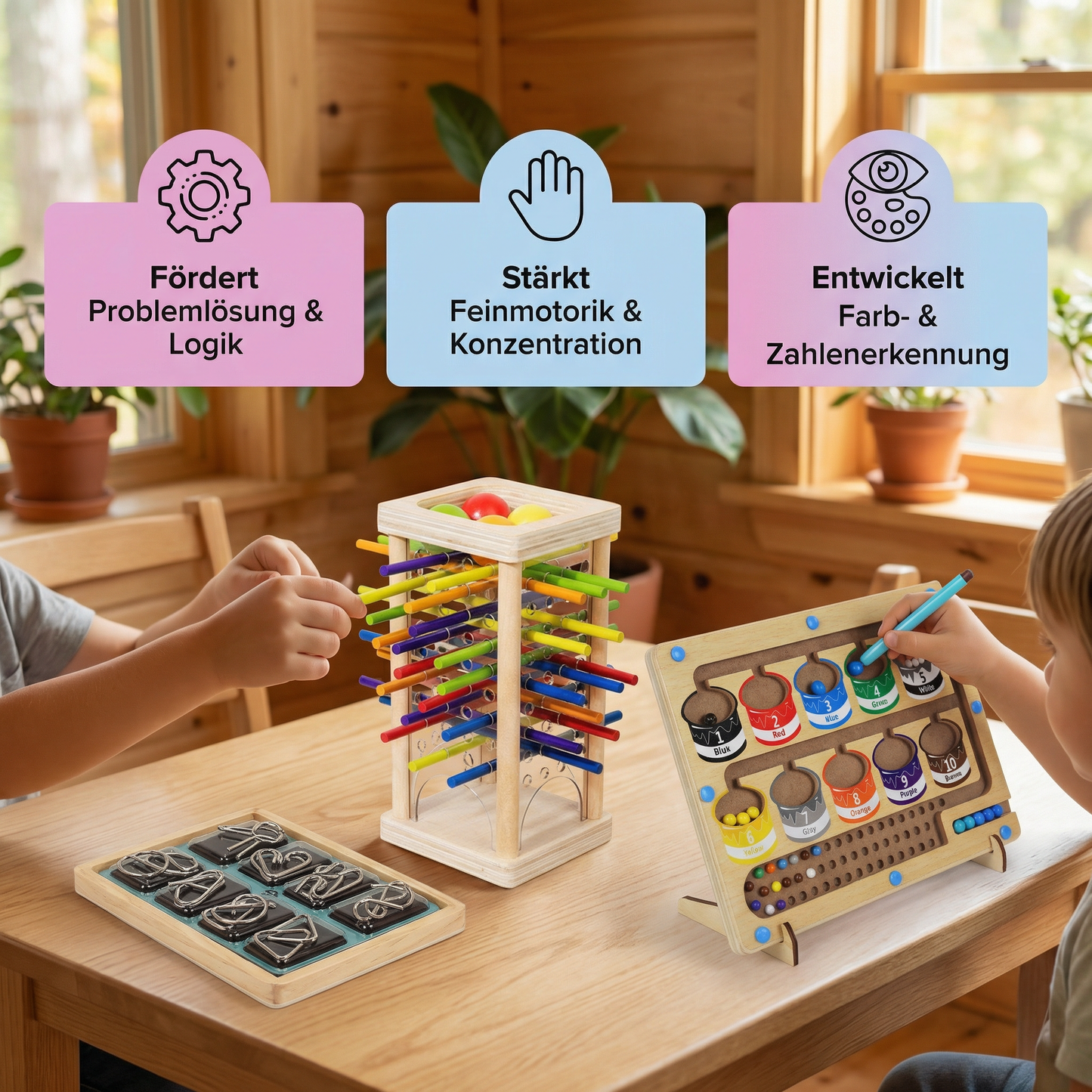 3-Teiliges Montessori Spiel- & Entwicklungs Rätselset für Kinder