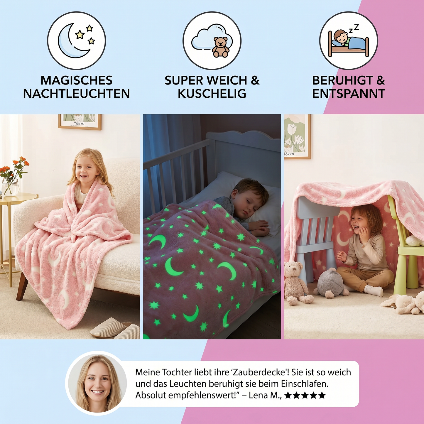 Schimmernde Sternendecke – Leuchtende Kuscheldecke