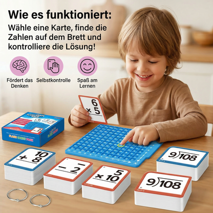 Mathe Lernkarten Set mit Rechenbrett – Plus, Minus, Mal & Geteilt