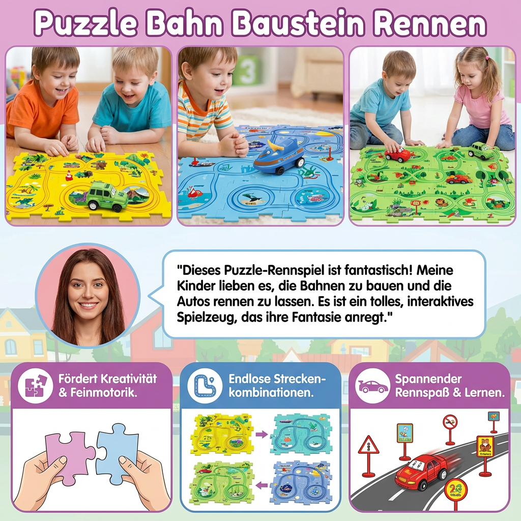 Puzzle Bahn Baustein Rennen