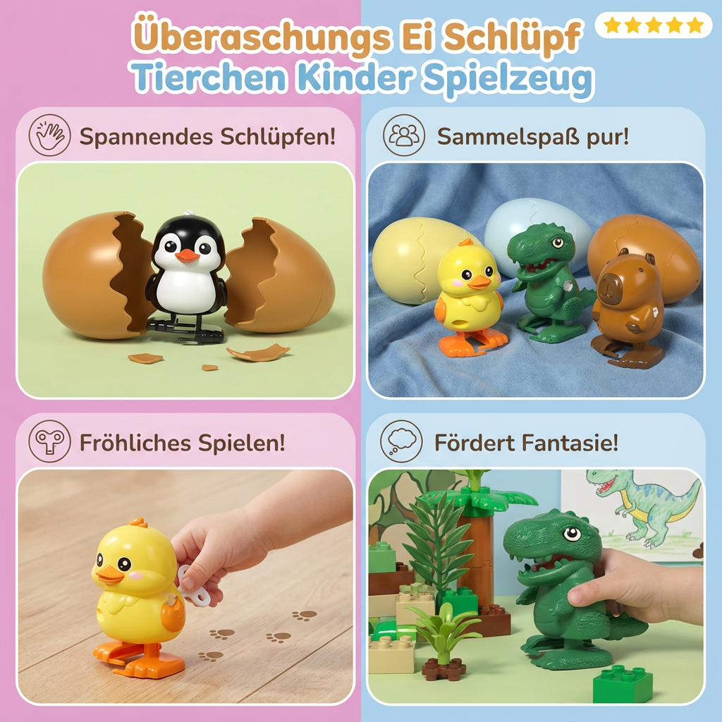 Überaschungs Ei Schlüpf Tierchen Kinder Spielzeug