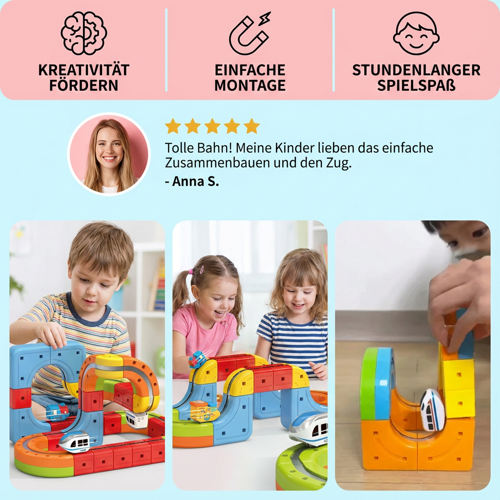 Magnetische Würfel Schienen Bahn Kinderspielzeug