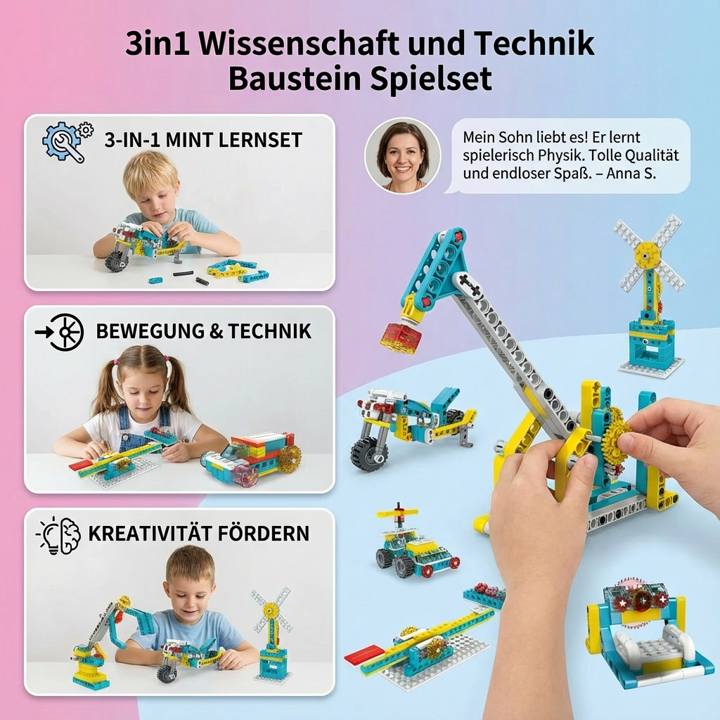 3in1 Wissenschaft und Technik Baustein Spielset