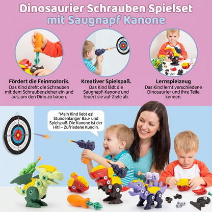 Dinosaurier Schrauben Spielset mit Saugnapf Kanone