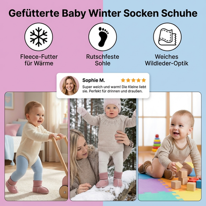 Gefütterte Baby Winter Socken Schuhe in Wildleder Optik