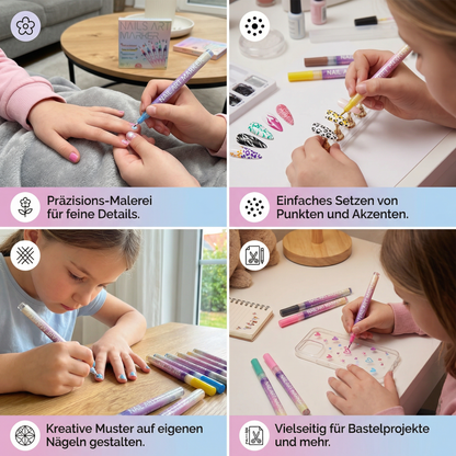 Nail Art Marker Set mit Präzisionsspitze – Acrylmalstifte für feine Nageldesigns