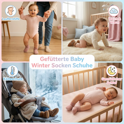 Gefütterte Baby Winter Socken Schuhe in Wildleder Optik