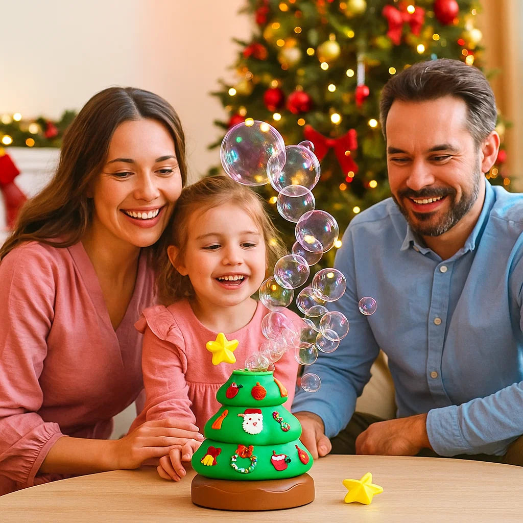 Musik Seifenblasen Weihnachtsbaum mit Sticker zum Dekorieren
