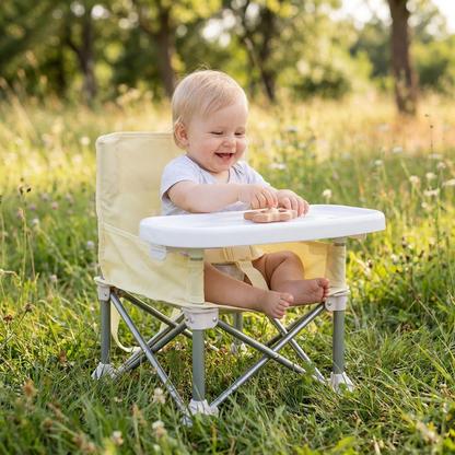 Faltbarer Baby Campingstuhl mit Tablett für Unterwegs