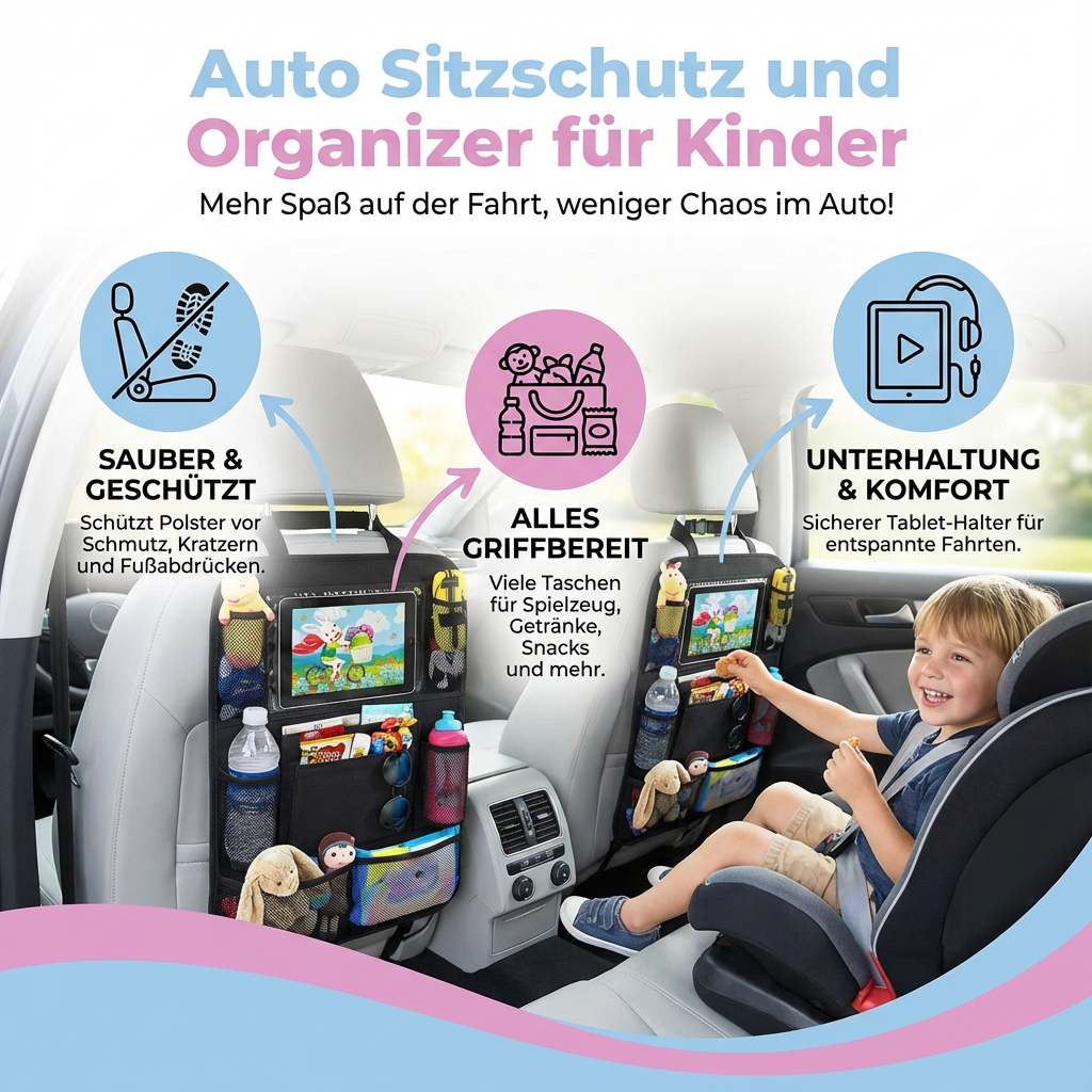 Auto Sitzschutz und Organizer für Kinder
